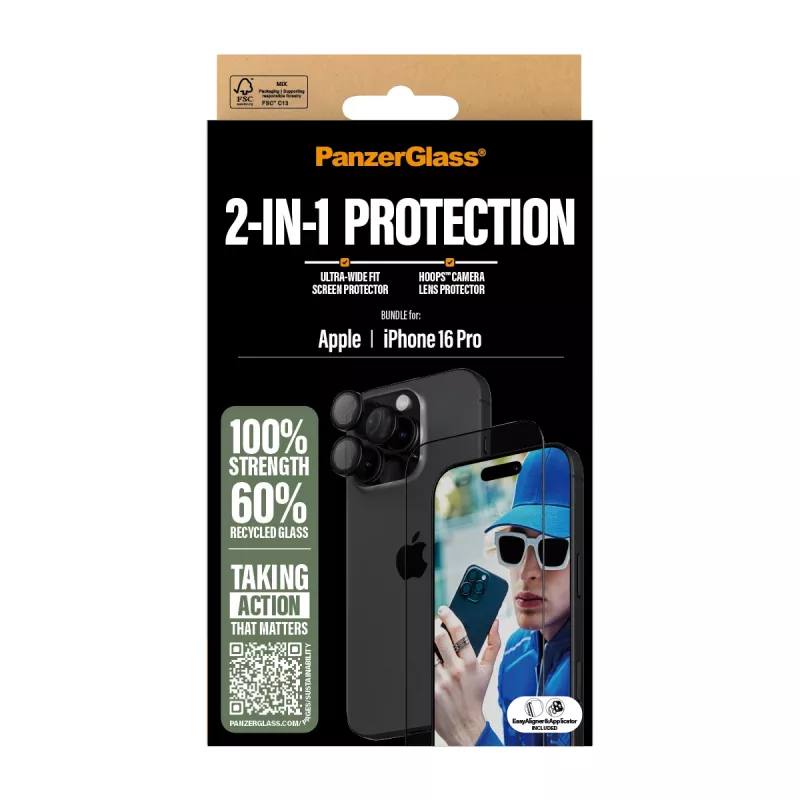 PanzerGlass 2-in-1 komplekts iPhone '24 6.3 collas Pro B2862+1284