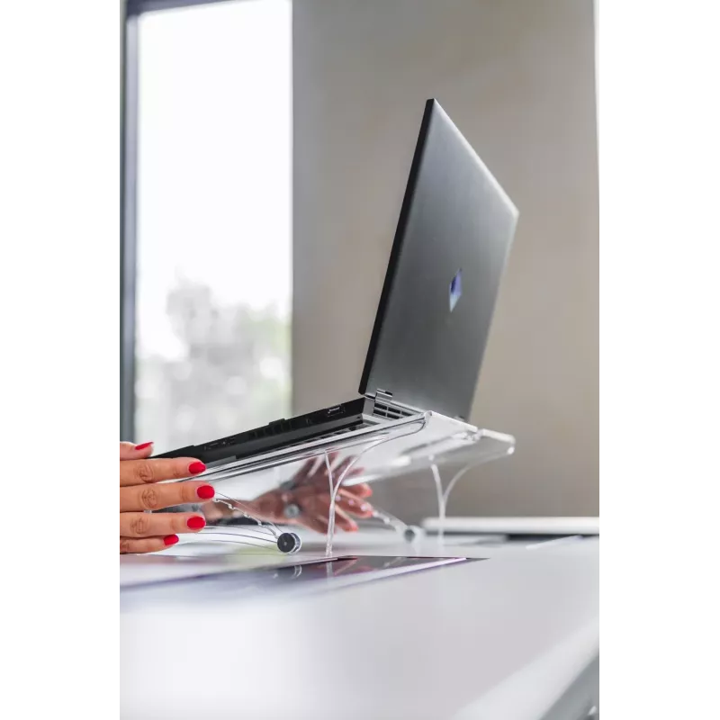 BakkerElkhuizen Q-note 350 Notebook statīvs, klēpjdatora statīvs, caurspīdīgs, plastmasa, tērauds, 25,4 cm (10 collas), 50,8 cm (20 collas), 110 - 230 mm