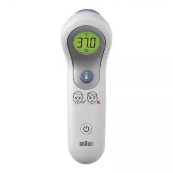 Braun BNT300WE digitālais ķermeņa termometrs ar attālinātu sensora nolasīšanu Balts Piere Pogas