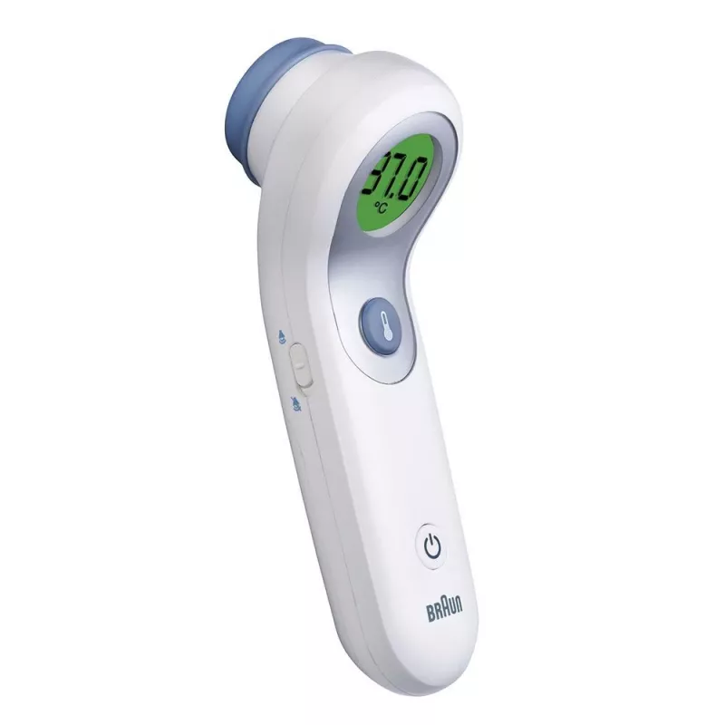 Braun BNT300WE digitālais ķermeņa termometrs ar attālinātu sensora nolasīšanu Balts Piere Pogas