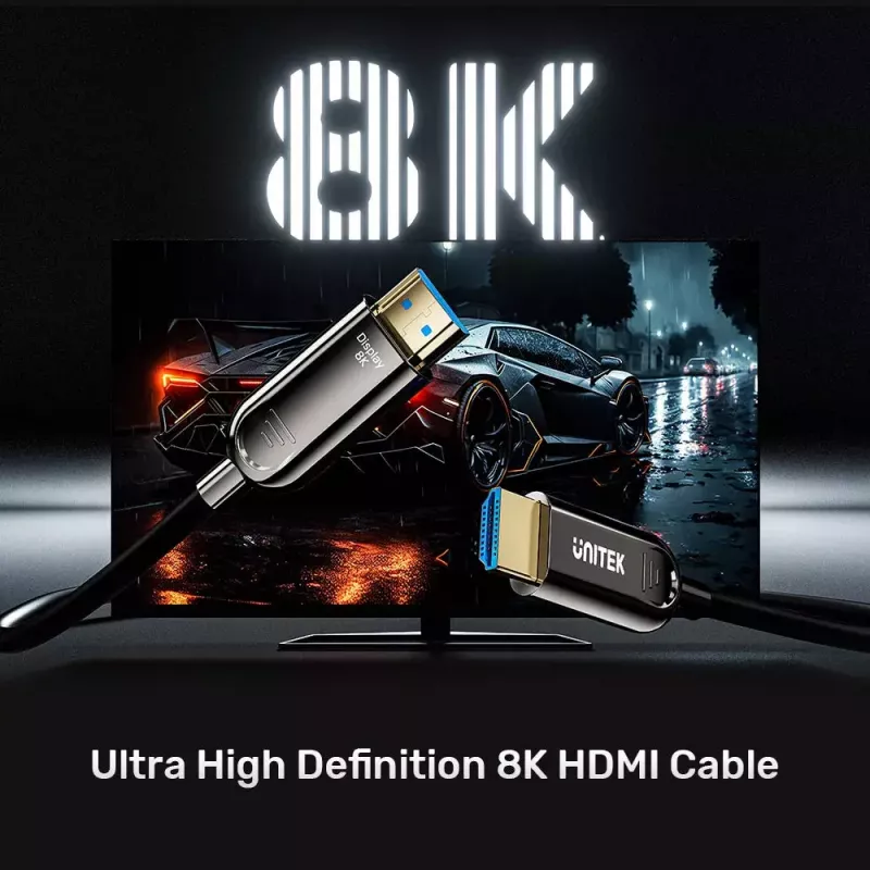 HDMI kabelis Unitek C11085GY01-20M 20 m HDMI 2.1 48 Gbit/s 4K@144Hz 8K@60Hz Melns