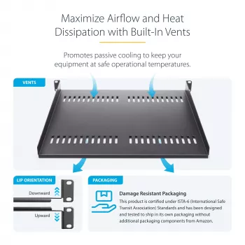 StarTech.com CABSHELF116V2PK 2 gab. 1U ventilējamo skapja plauktu komplekts, 16 collu dziļums