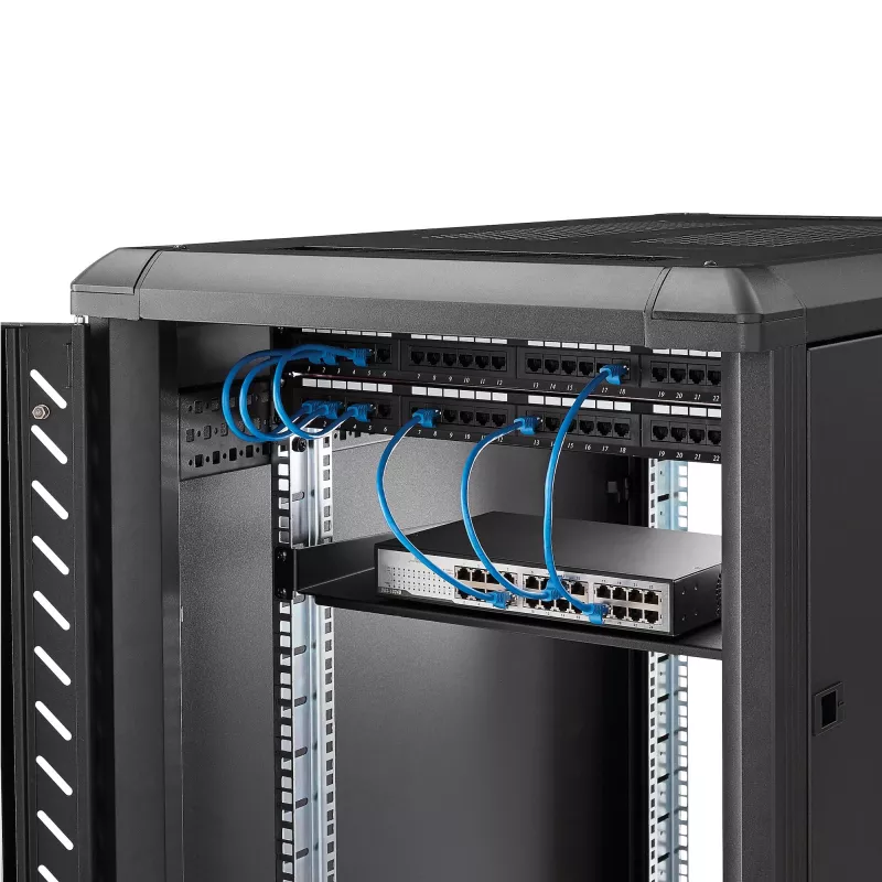 StarTech.com 1U fiksēts serveru statīva stiprināšanas plaukts - 10 collu dziļš tērauda universāls konsoles paliktnis 19 collu AV/ tīkla iekārtu statīvam - lielas slodzes tērauds - svara ietilpība 44 mārciņas/20 kg, melns