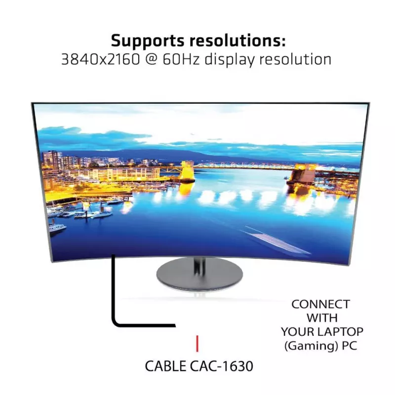 CLUB3D USB Type C + HDMI™ + MiniDisplayPort™ 1.2 to HDMI™ 4K60Hz HDR M/M Active Adapter 32AWG