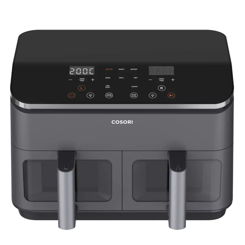 Cosori Dual Basket Chef Edition Double 8.5 L Brīvi stāvošs 1750 W Karstā gaisa fritieris Melns, Sudrabs