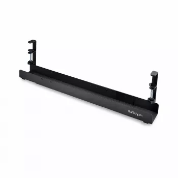 StarTech.com Under Desk kabelis Management Tray, Length Adjustable kabelis Organizer, Clamp-On Installation, No Drilling Required, Power Bar Holder, Melns