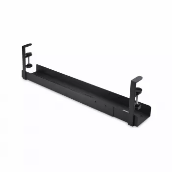 StarTech.com Under Desk kabelis Management Tray, Length Adjustable kabelis Organizer, Clamp-On Installation, No Drilling Required, Power Bar Holder, Melns