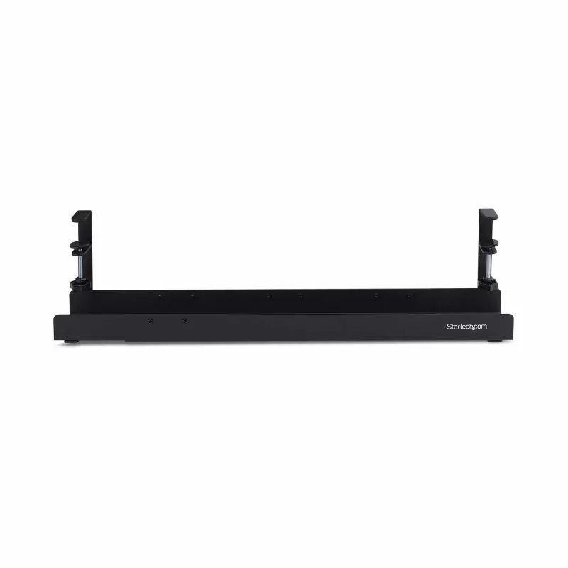 StarTech.com Under Desk kabelis Management Tray, Length Adjustable kabelis Organizer, Clamp-On Installation, No Drilling Required, Power Bar Holder, Melns