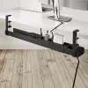 StarTech.com Under Desk kabelis Management Tray, Length Adjustable kabelis Organizer, Clamp-On Installation, No Drilling Required, Power Bar Holder, Melns
