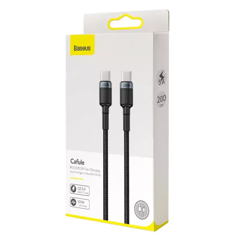 Baseus Cafule USB kabelis USB 2.0 2 m USB C Melns