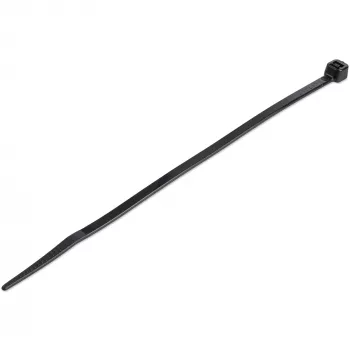 StarTech.com 100-Pack 6 inch(15cm) kabelis Ties - 1/8 inch(3.6mm) wide, 1-3/8 inch(39mm) Bundle Diameter, 40lb(18kg) Tensile Strength, Nylon Self Locking Zip Ties with Curved Tip, UL Listed, Melns - TAA