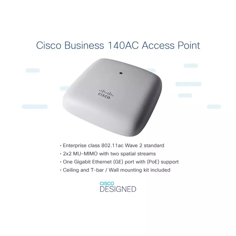 Piekļuves punkts Cisco Business 140AC 2.4GHz 5GHz 802.11ac
