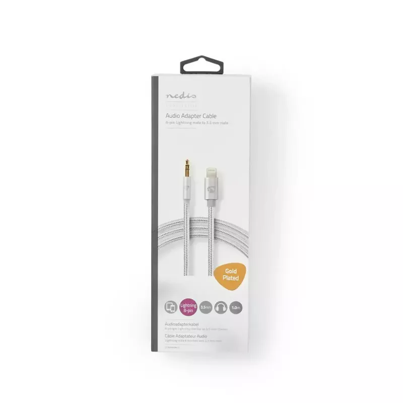 Nedis CCTB39940AL10 Lightning kabelis 1m alumīnijs 3,5 mm savienotājs