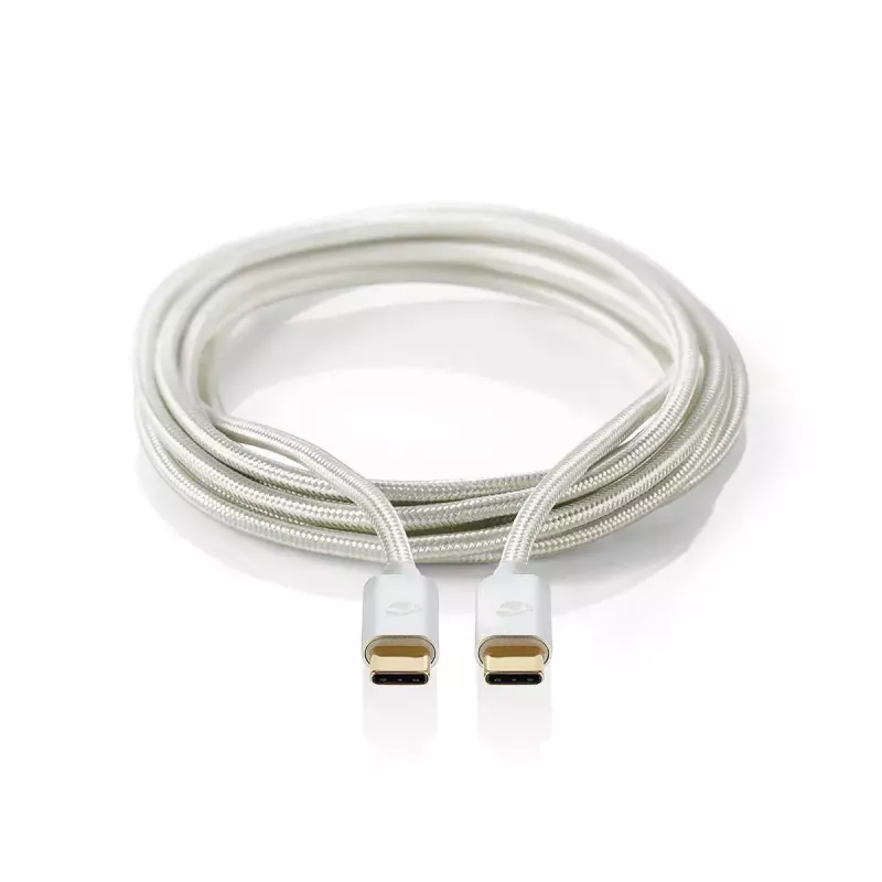 USB kabelis Nedis CCTB60800AL20 USB 2.0 2 m USB C sudraba krāsā