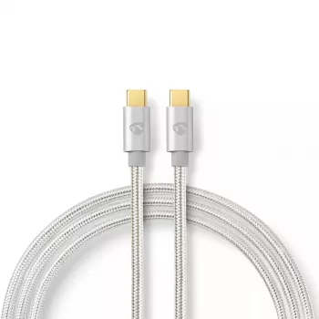 USB kabelis Nedis CCTB60800AL20 USB 2.0 2 m USB C sudraba krāsā