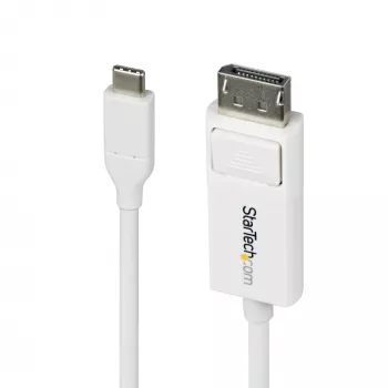 StarTech.com 6 pēdu (2 m) USB-C uz DisplayPort 1.2 kabelis, divvirzienu, 4K 60 Hz, balts video adaptera vads Apple MacBook Pro / Air M1 M2 M3 M4, Mac Mini / Studio, Thunderbolt saderīgs
