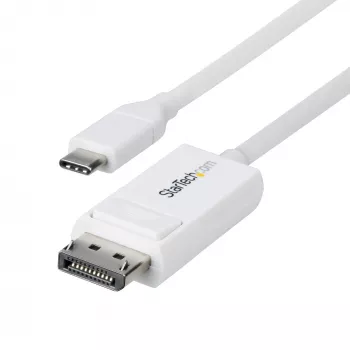 StarTech.com 6 pēdu (2 m) USB-C uz DisplayPort 1.2 kabelis, divvirzienu, 4K 60 Hz, balts video adaptera vads Apple MacBook Pro / Air M1 M2 M3 M4, Mac Mini / Studio, Thunderbolt saderīgs