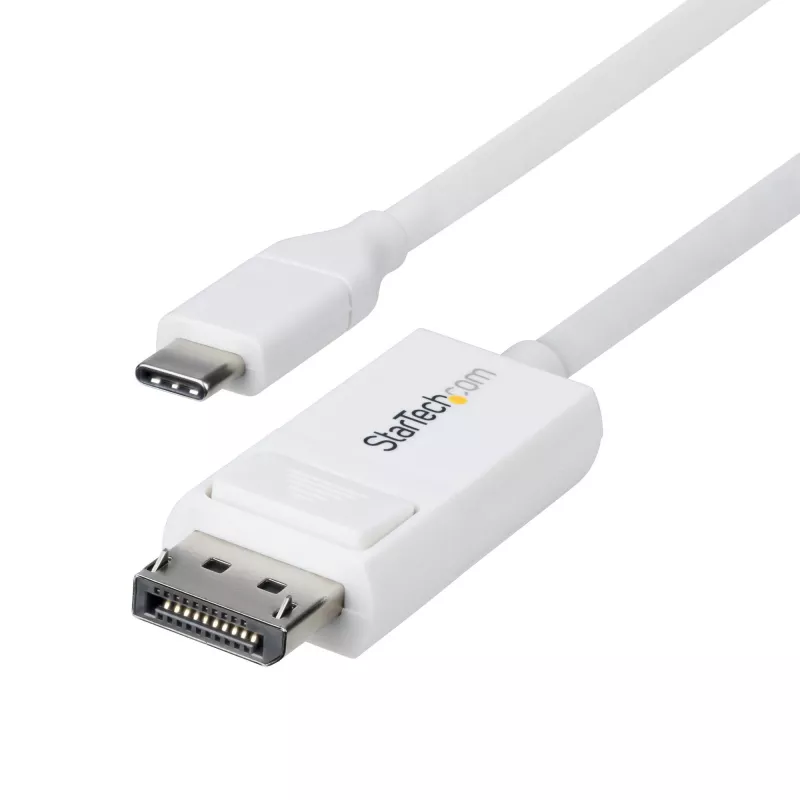 StarTech.com 6 pēdu (2 m) USB-C uz DisplayPort 1.2 kabelis, divvirzienu, 4K 60 Hz, balts video adaptera vads Apple MacBook Pro / Air M1 M2 M3 M4, Mac Mini / Studio, Thunderbolt saderīgs
