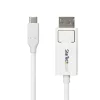 StarTech.com 6 pēdu (2 m) USB-C uz DisplayPort 1.2 kabelis, divvirzienu, 4K 60 Hz, balts video adaptera vads Apple MacBook Pro / Air M1 M2 M3 M4, Mac Mini / Studio, Thunderbolt saderīgs