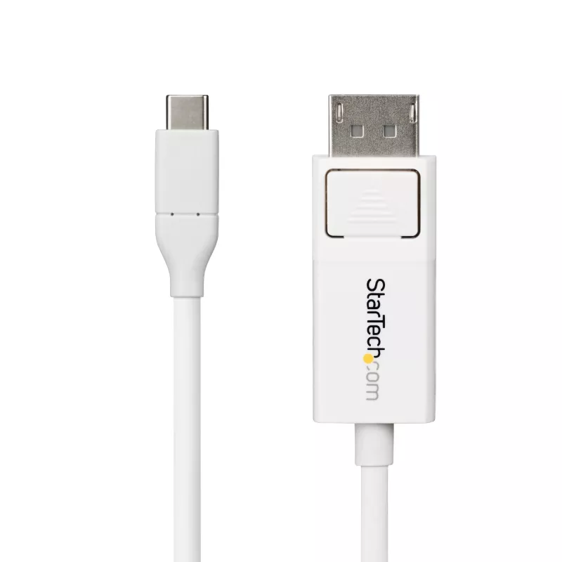 StarTech.com 6 pēdu (2 m) USB-C uz DisplayPort 1.2 kabelis, divvirzienu, 4K 60 Hz, balts video adaptera vads Apple MacBook Pro / Air M1 M2 M3 M4, Mac Mini / Studio, Thunderbolt saderīgs