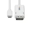 StarTech.com 6 pēdu (2 m) USB-C uz DisplayPort 1.2 kabelis, divvirzienu, 4K 60 Hz, balts video adaptera vads Apple MacBook Pro / Air M1 M2 M3 M4, Mac Mini / Studio, Thunderbolt saderīgs