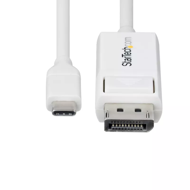 StarTech.com 6 pēdu (2 m) USB-C uz DisplayPort 1.2 kabelis, divvirzienu, 4K 60 Hz, balts video adaptera vads Apple MacBook Pro / Air M1 M2 M3 M4, Mac Mini / Studio, Thunderbolt saderīgs