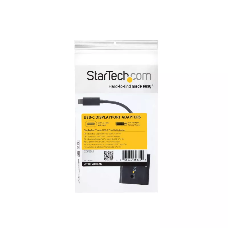 StarTech.com USB C–DVI adapteris – melns – 1920x1200 – USB Type-C video pārveidotājs jūsu DVI-D displejam/monitoram/projektoram – uzlabotā versija ir CDP2DVIEC