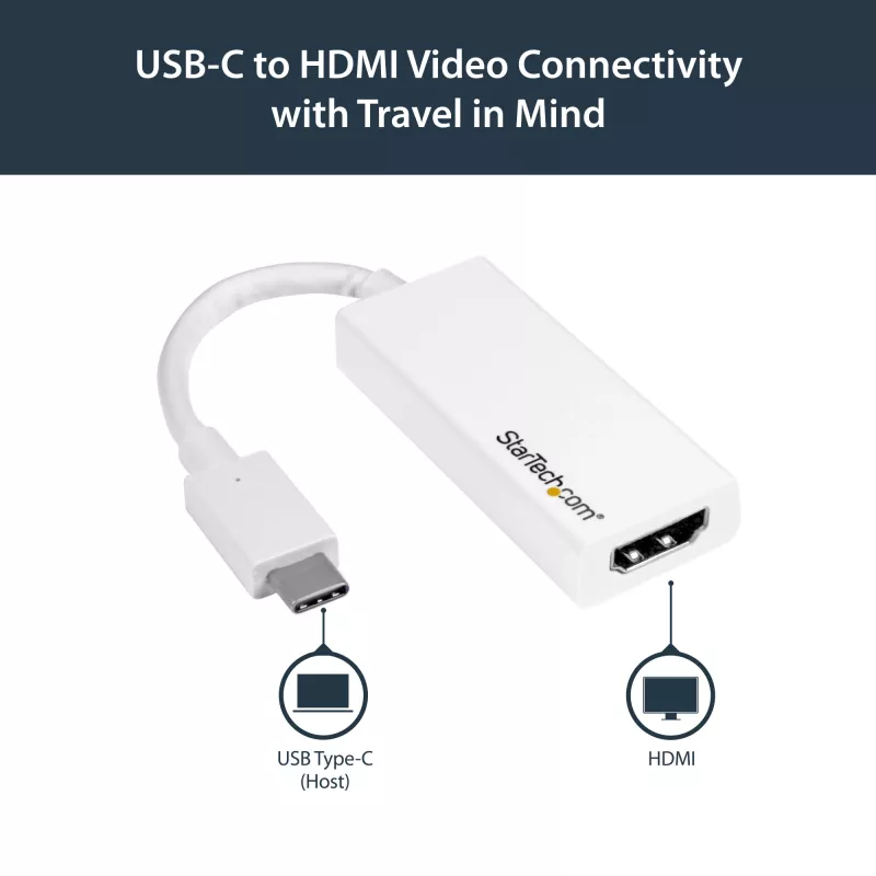 StarTech.com USB-C uz HDMI adapteris - balts - 4K 60Hz, USB Type-C, HDMI izeja, 3840 x 2160 pikseļi