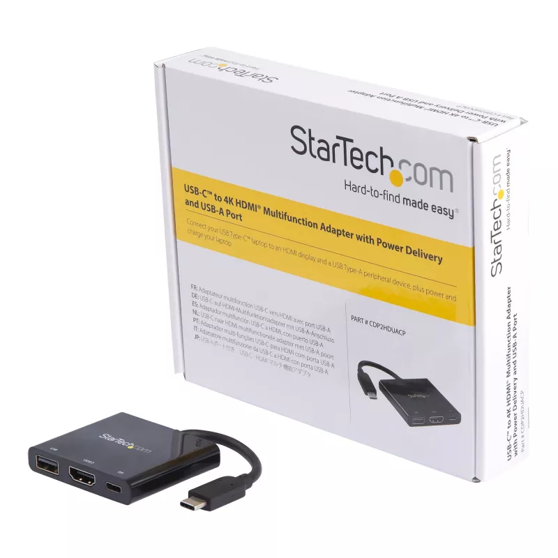 StarTech.com USB-C daudzpieslēgvietu adapteris ar HDMI - USB 3.0 pieslēgvieta - 60 W PD - melns