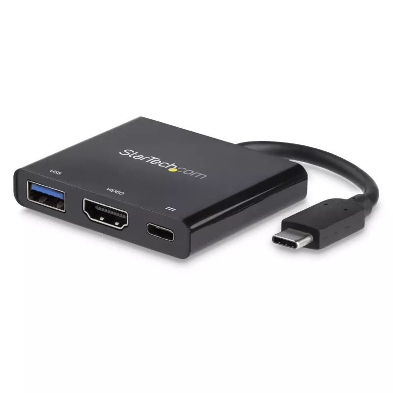 StarTech.com USB-C daudzpieslēgvietu adapteris ar HDMI - USB 3.0 pieslēgvieta - 60 W PD - melns