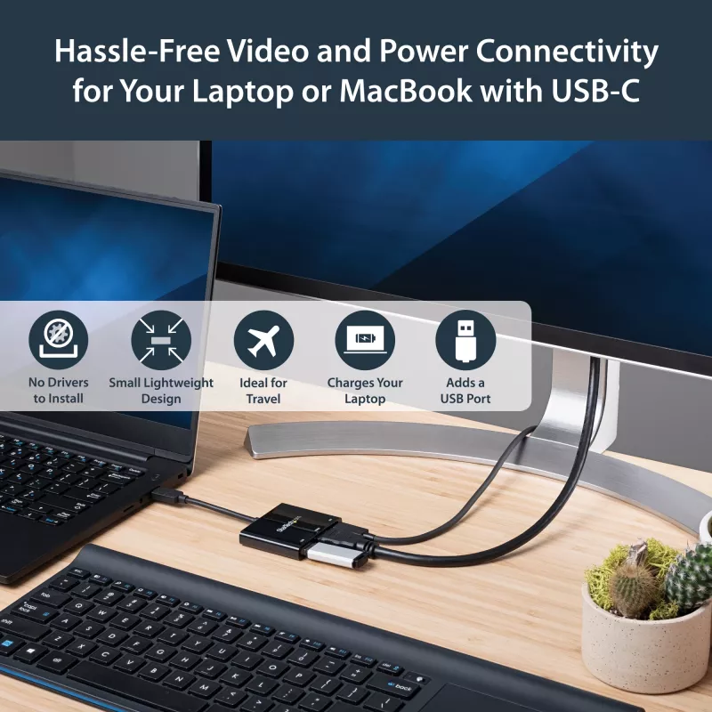 StarTech.com USB-C daudzpieslēgvietu adapteris ar HDMI - USB 3.0 pieslēgvieta - 60 W PD - melns