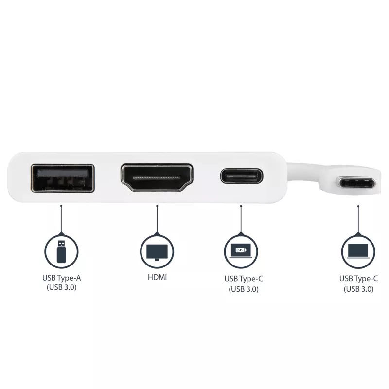 StarTech.com USB-C Multiport Adapter with HDMI - USB 3.0 Port - 60W PD - balta