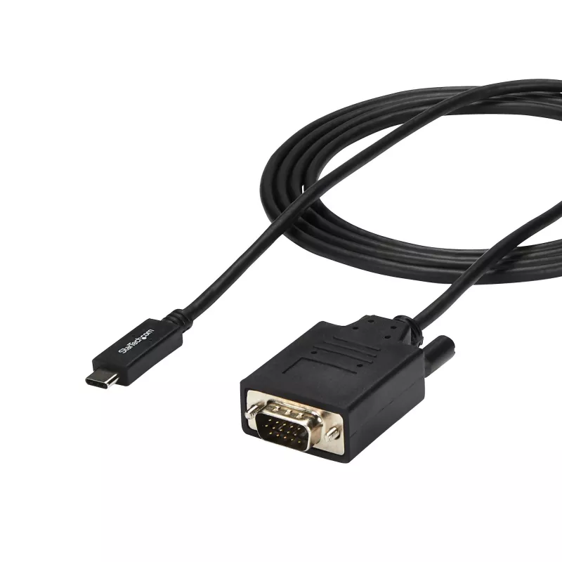 StarTech.com 6 pēdu/2 m USB C uz VGA kabelis - 1920x1200/1080p USB Type C uz VGA video aktīvais adaptera kabelis - Thunderbolt 3 saderīgs - Klēpjdators uz VGA monitoru/projektoru - DP Alt Mode HBR2