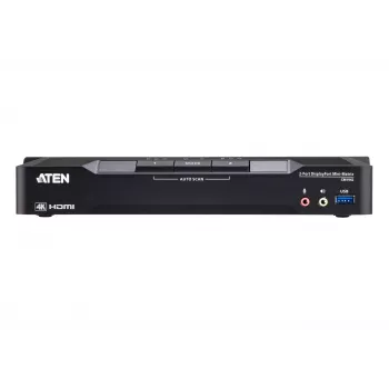 ATEN 2-portu 4K DisplayPort divu displeju minimatricas bezrobežu KVM slēdzis