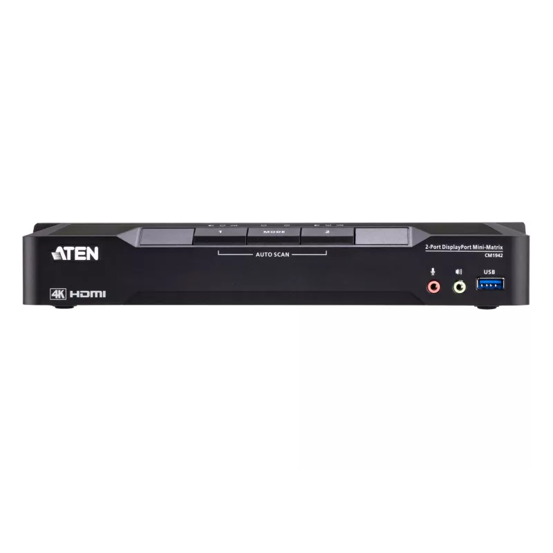 ATEN 2-portu 4K DisplayPort divu displeju minimatricas bezrobežu KVM slēdzis