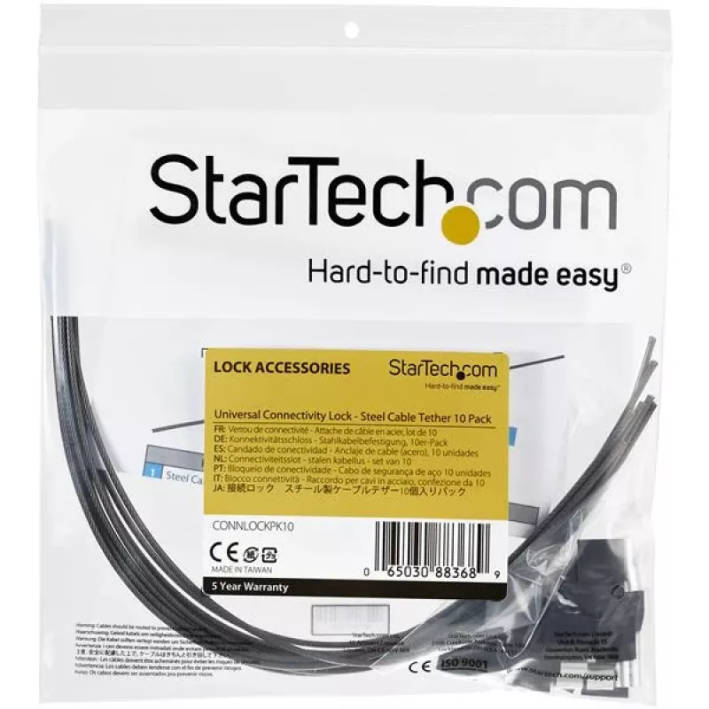 StarTech.com 10 gab. drošības kabeļu stiprinājumu komplekts adapteriem un dongļiem - universāls kabeļa adaptera stiprinājums - stiprinājuma kabelis - regulējama garuma pretzagšanas kabeļa stiprinājuma slēdzenes komplekts - tērauds