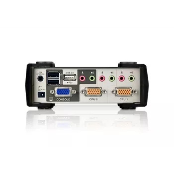 ATEN 2 portu USB/PS2 VGA KVM slēdzis ar audio un USB 2.0 centrmezglu (iekļauti KVM kabeļi)