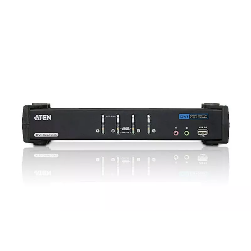 ATEN 4-portu USB DVI Dual Link KVM slēdzis ar audio un USB 2.0 centrmezglu (iekļauti KVM kabeļi)