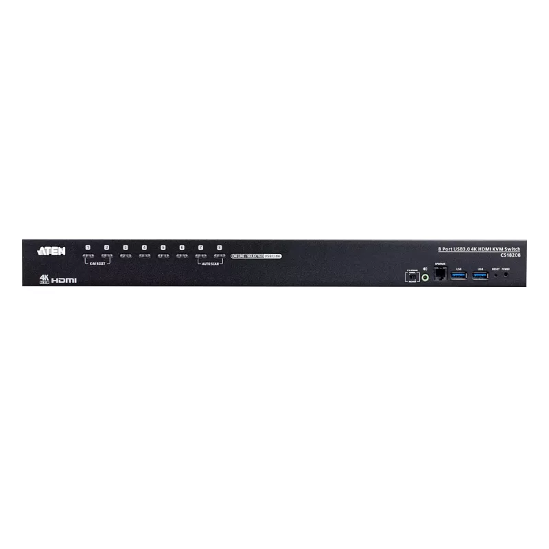 ATEN 8-portu USB 3.0 4K HDMI KVM slēdzis, 4096 x 2160 pikseļi, 4K Ultra HD, 9,77 W, melns