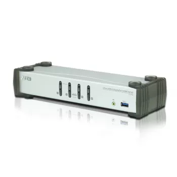 ATEN 4 pieslēgvietu USB 3.1 Gen 1 DisplayPort 1.1 KVMP™ slēdzis ar skaļruni (iekļauti KVM kabeļi)