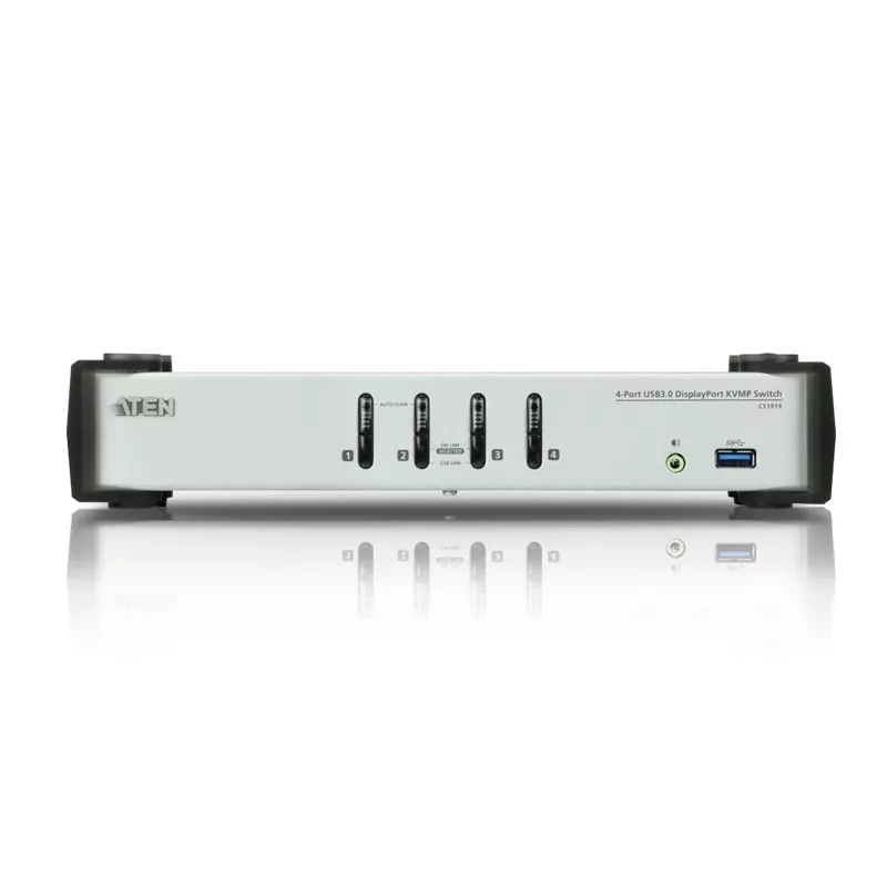 ATEN 4 pieslēgvietu USB 3.1 Gen 1 DisplayPort 1.1 KVMP™ slēdzis ar skaļruni (iekļauti KVM kabeļi)