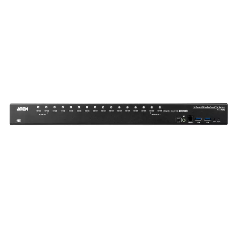 ATEN 16 portu USB 3.0 4K DisplayPort KVM slēdzis, 4096 x 2160 pikseļi, 4K Ultra HD, 26.66 W, melns