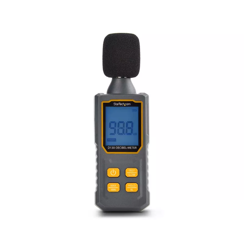 StarTech.com rokas digitālais skaņas mērītājs ar lielu LCD, trokšņa/decibelu līmeņa nolasītājs serveru telpai/birojam, audio monitors, 30-130dBA diapazons, precīzi Min/Max rādījumi