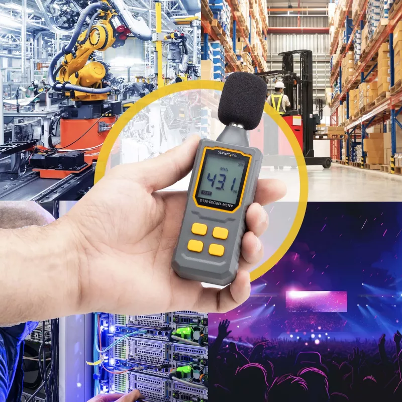StarTech.com rokas digitālais skaņas mērītājs ar lielu LCD, trokšņa/decibelu līmeņa nolasītājs serveru telpai/birojam, audio monitors, 30-130dBA diapazons, precīzi Min/Max rādījumi