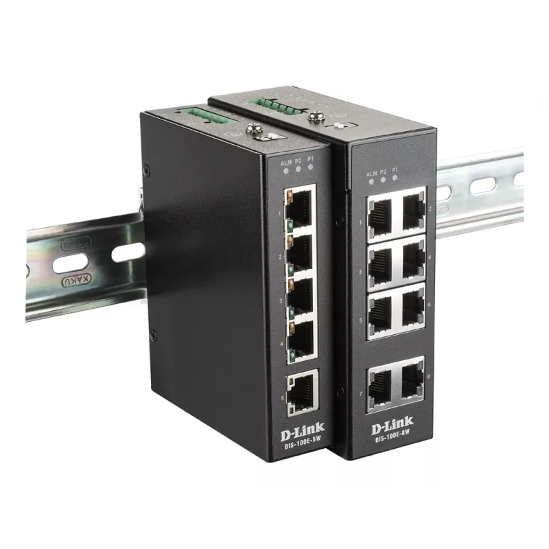 D-Link 8 portu nevadāms industriālais slēdzis ar 8 x 10/100 BaseT(X) portiem
