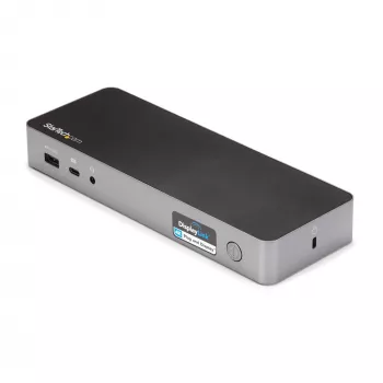 StarTech.com Universāla klēpjdatoru dokstacija, hibrīda USB-C un USB-A doks, divi 4K DP un HDMI, 60W PD, Mac / Windows / Chrome OS, 4x USB 5Gbps centrmezgls, GbE