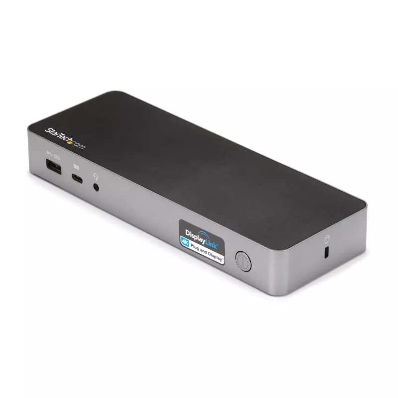 StarTech.com Universāla klēpjdatoru dokstacija, hibrīda USB-C un USB-A doks, divi 4K DP un HDMI, 60W PD, Mac / Windows / Chrome OS, 4x USB 5Gbps centrmezgls, GbE