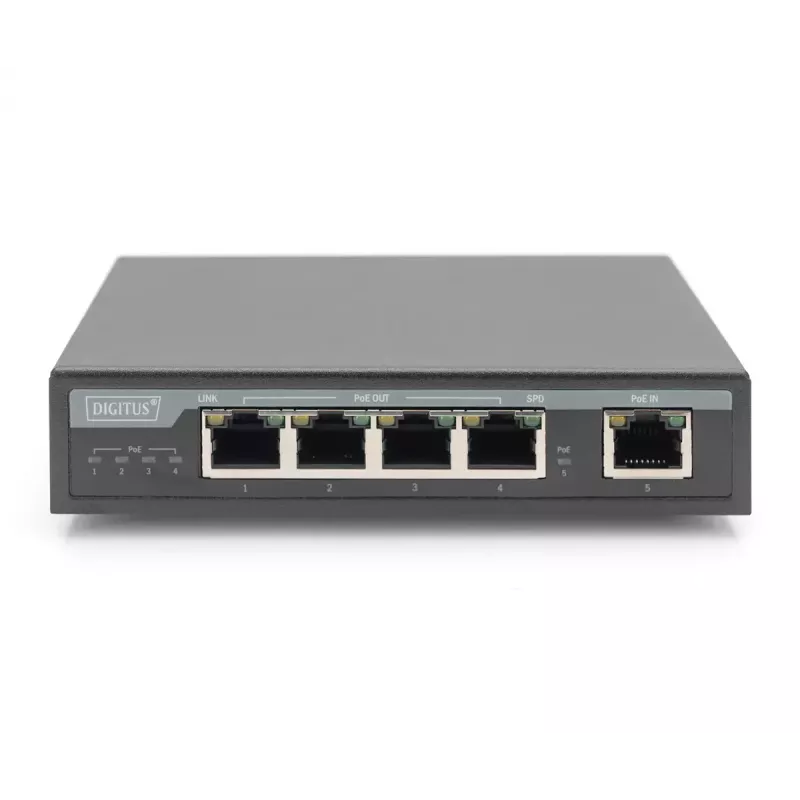Digitus 4 portu Gigabit 4PPoE paplašinātājs 802.3at 60W melns