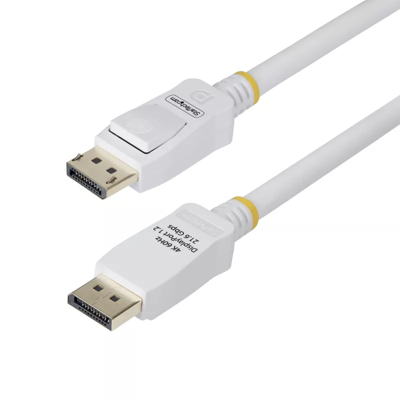 StarTech.com 3 m balts VESA sertificēts DisplayPort 1.2 kabelis, 4K 60Hz, 21.6 Gb/s, fiksējoši DP savienotāji, DP 1.2 DisplayPort kabelis, DP monitora vads, M/M