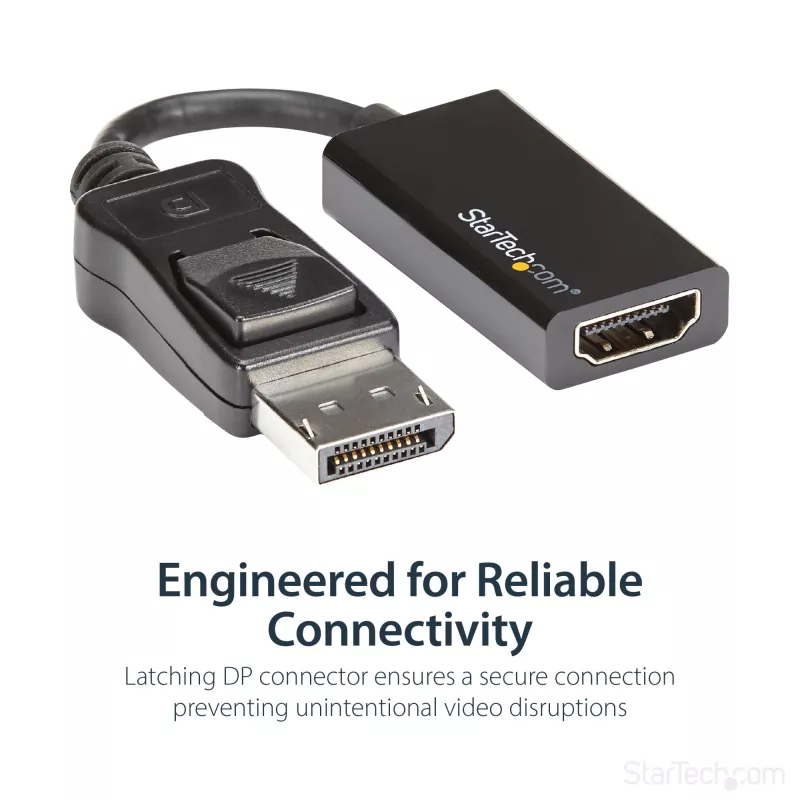 StarTech.com DisplayPort uz HDMI adapteris - 4K 60Hz aktīvs DP 1.4 uz HDMI 2.0 video pārveidotājs - DP uz HDMI monitora/TV/displeja kabeļa adaptera dongle - fiksējošs DP savienotājs